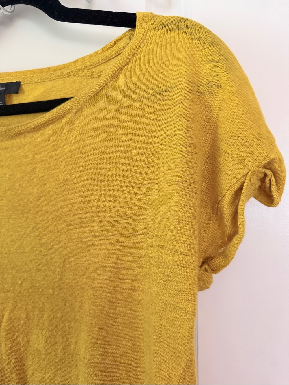 J. Crew Women's Mustard Short Sleeve 100% Linen Tee - Picture 3 of 7